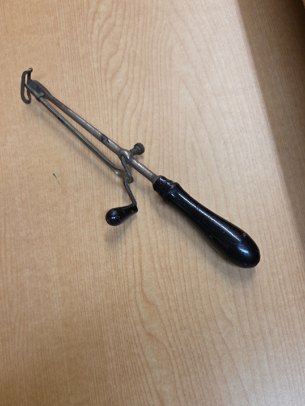 Antique Rug Tufting Tool. Iron With‎ Brass Needle Wood Handle.